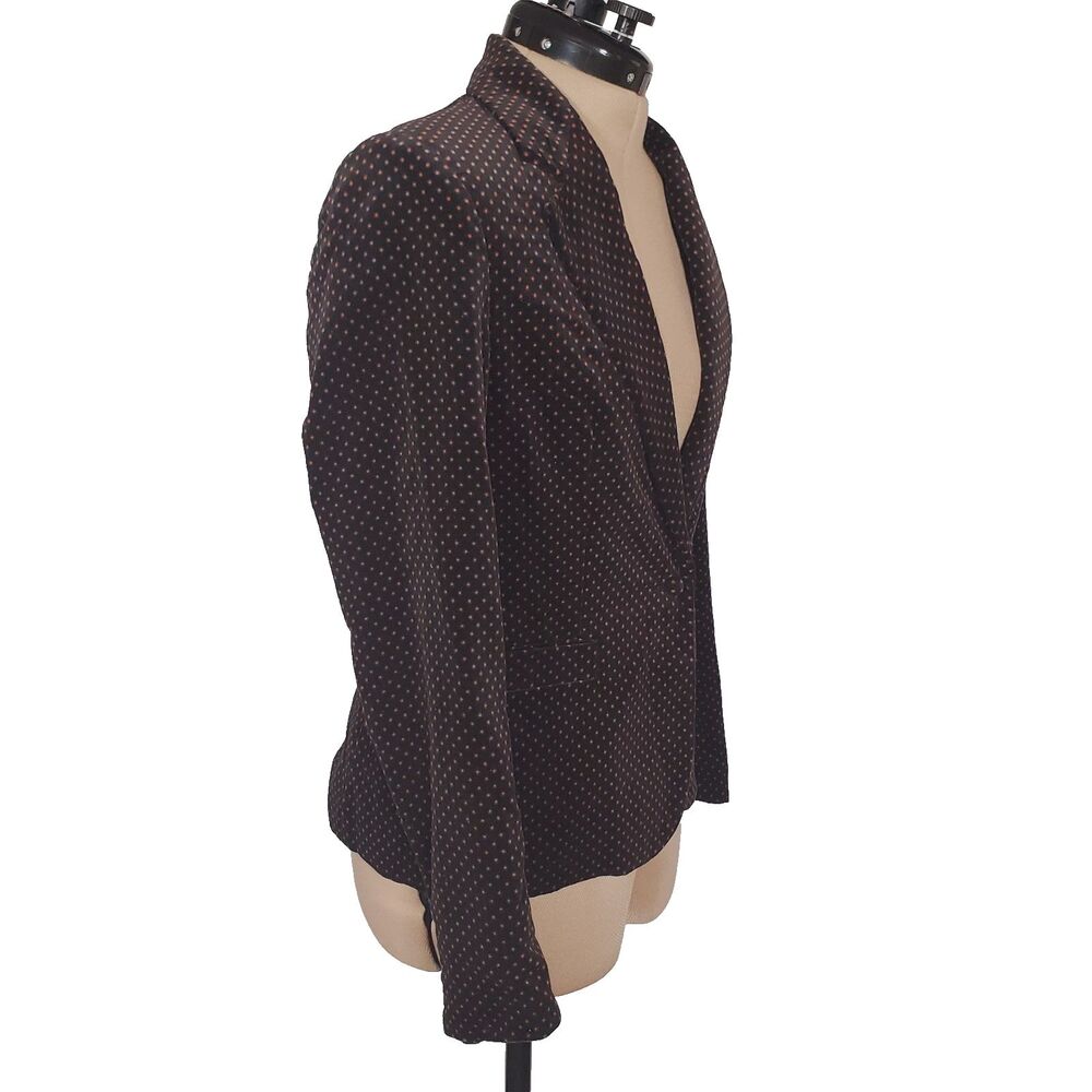 Vintage Chaus Women’s Blazer Size 8 Black Orange Polka Dot Cotton Velvet Pockets - Picture 2 of 11